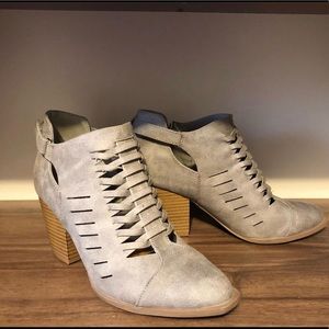 Grey suede heels worn once